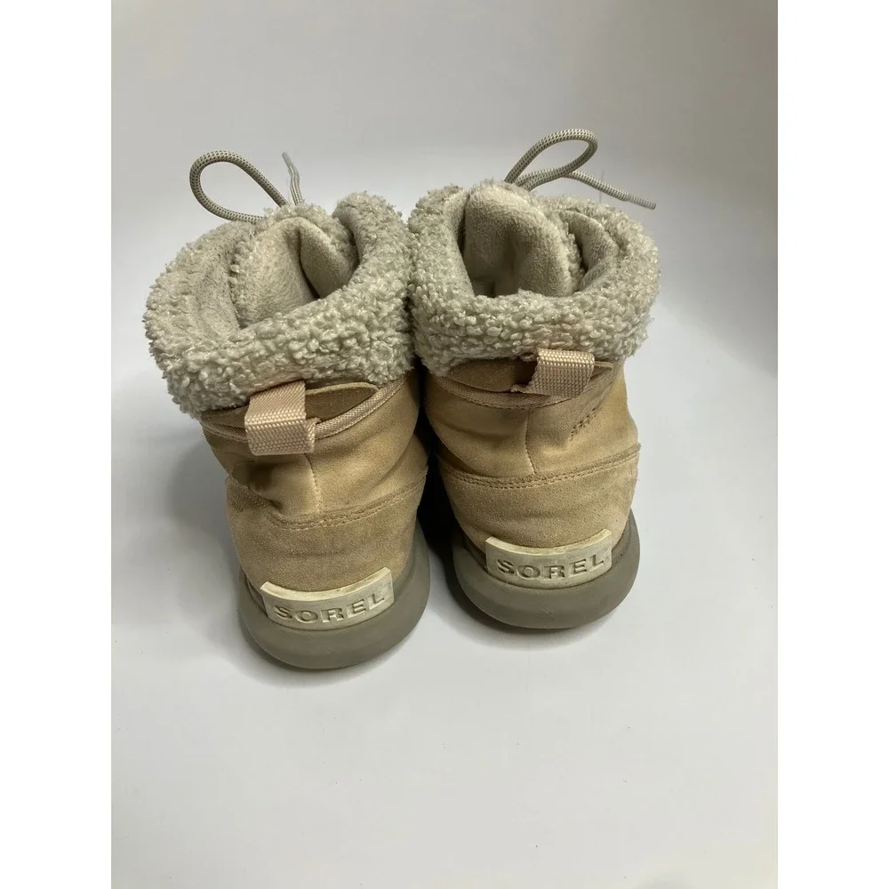 Sorel Explorer II Joan Boots Women 10 Tan Good Waterproof Faux Fur Suede NL4451